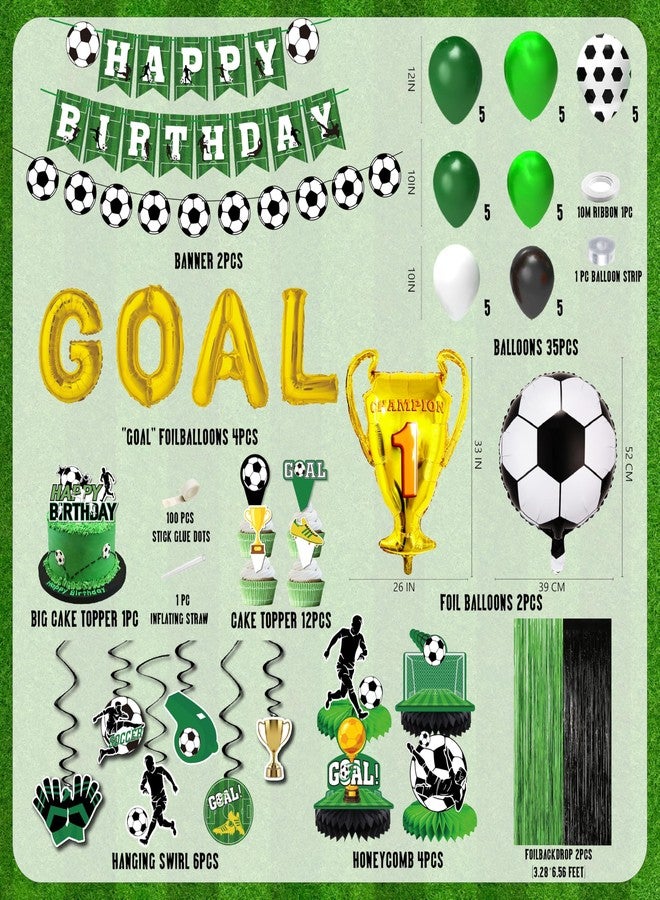 jenlion Soccer birthday Party Decorations, Soccer Birthday Party Supplies Kit, Include Sport Themed Birthday banner, Foil Fringe,Hanging Swirls, Soccer Balloons, Cake&Cupcake Toppers - Image 2